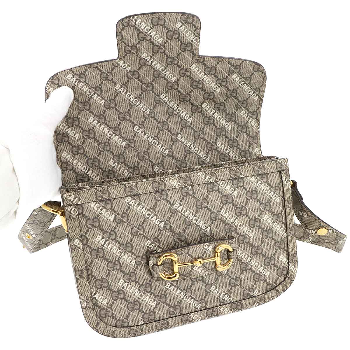 BALENCIAGA Hacker Horsebit 1955 Shoulder Bag GG Supreme 602204