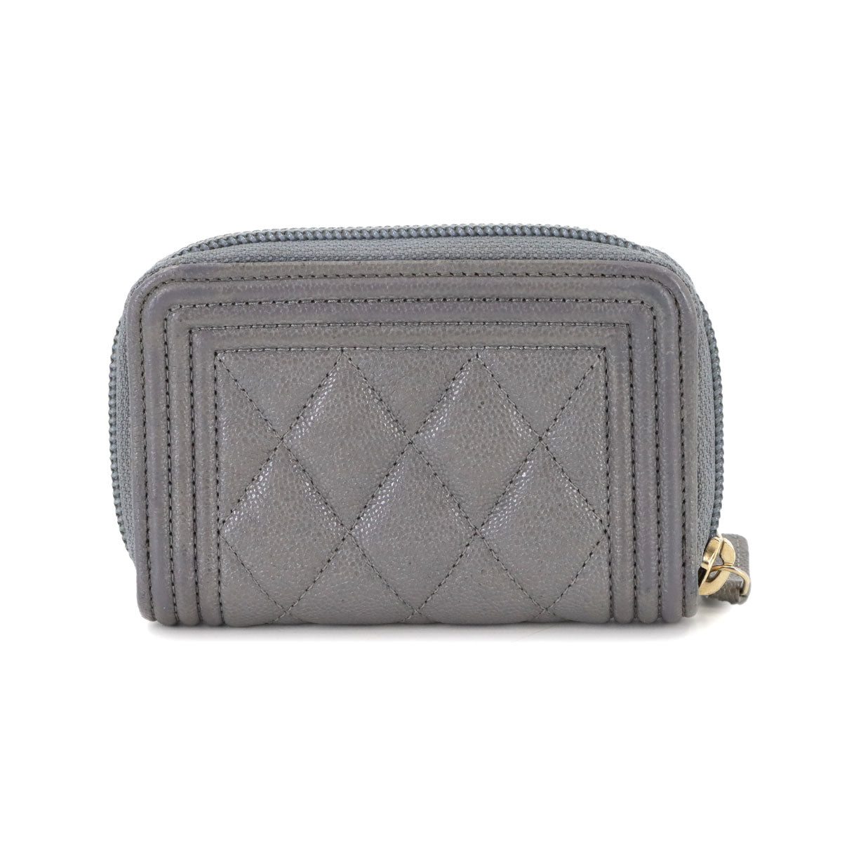 Boy Chanel Zipped Coin Purse Leather Grey A80602