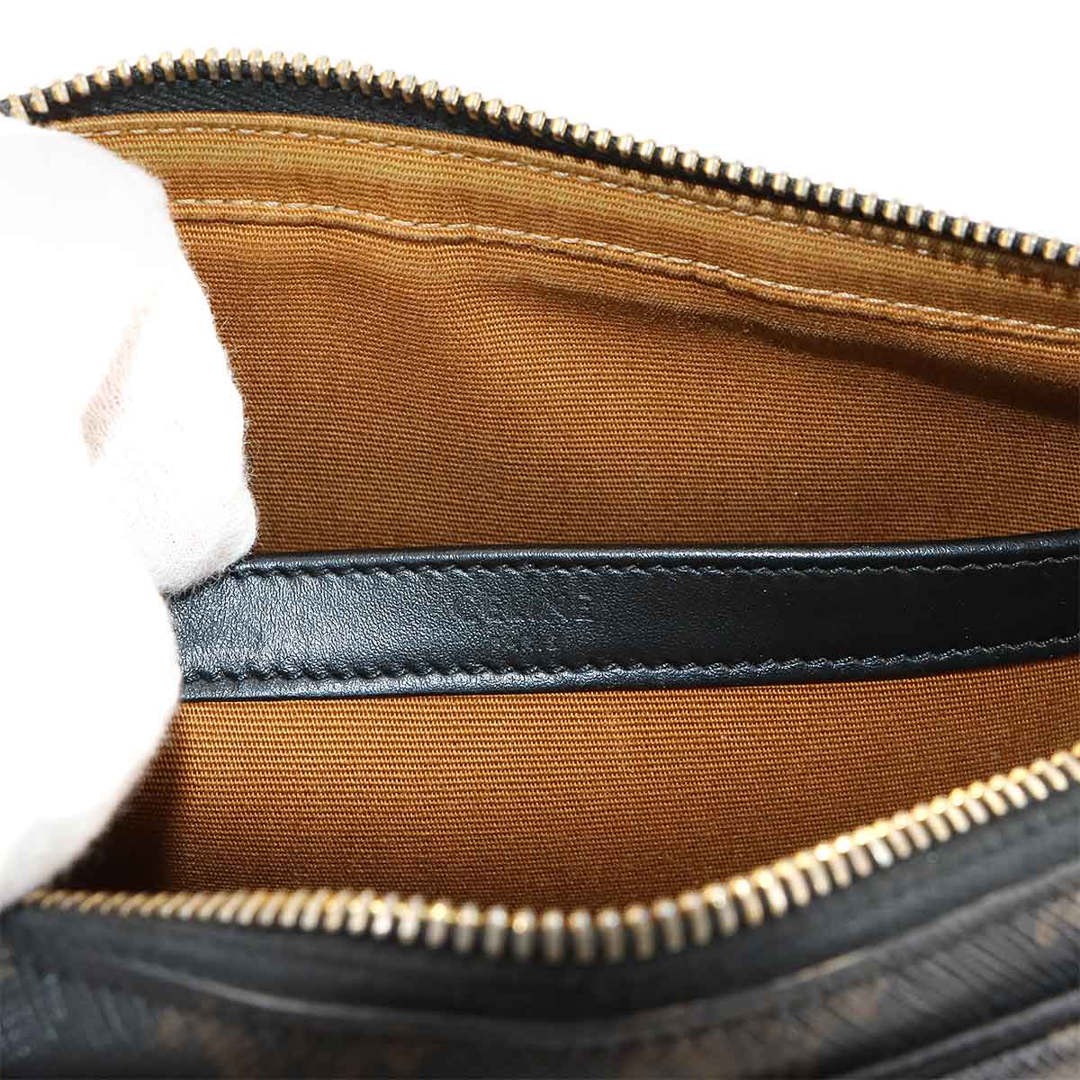 Triomphe Medium Messenger Shoulder Bag PVC Leather Black Brown