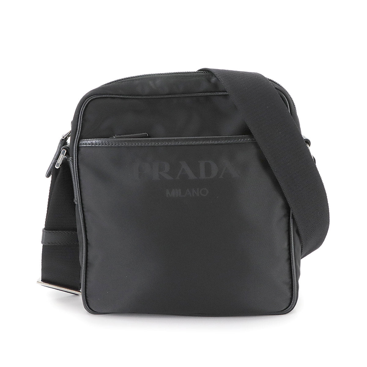 Shoulder Bag Nylon Saffiano Leather Black 2VH143 Purse