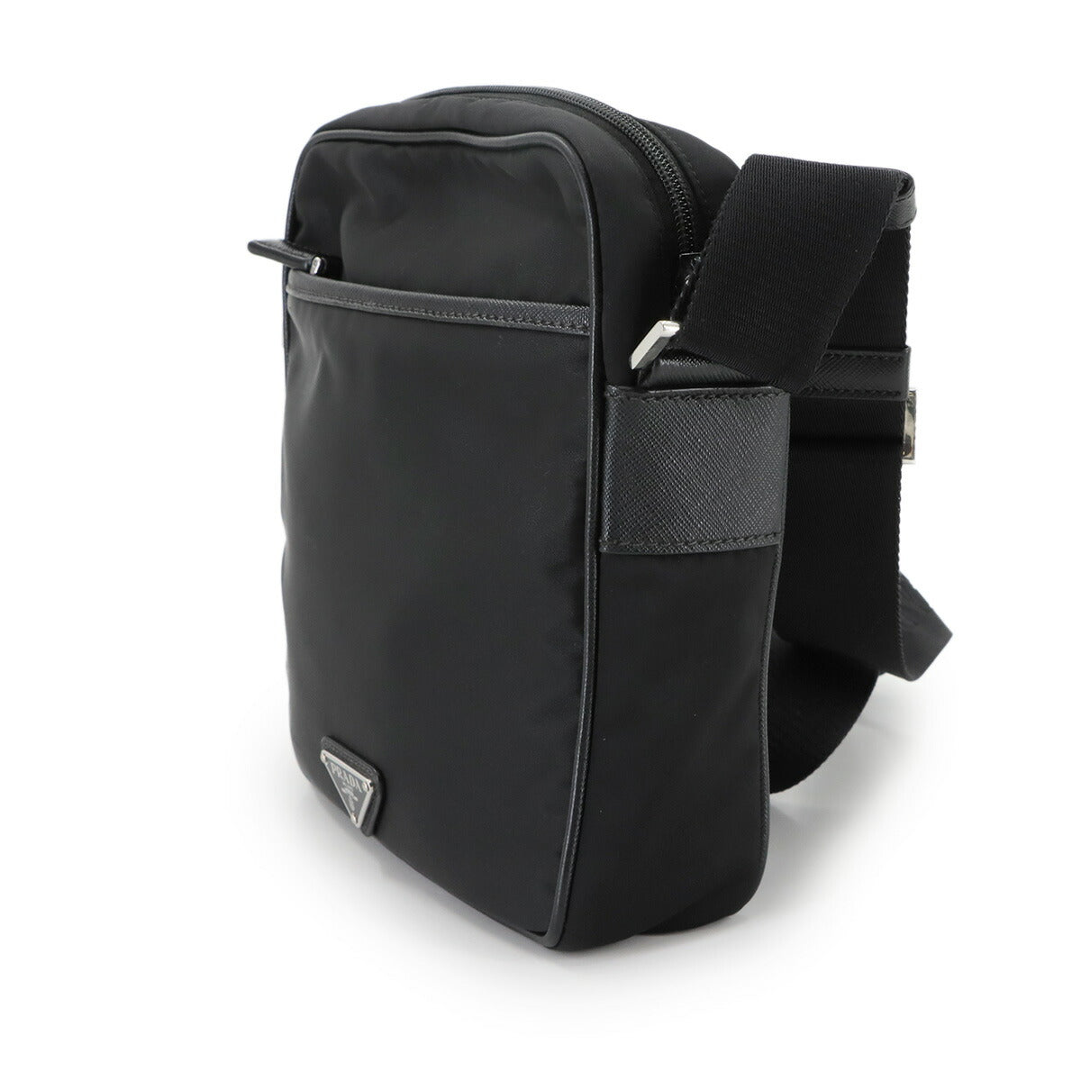 Shoulder Bag Nylon Saffiano Leather Black 2VH143 Purse