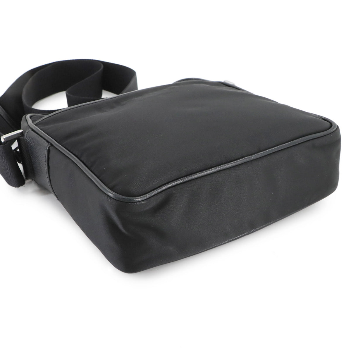 Shoulder Bag Nylon Saffiano Leather Black 2VH143 Purse