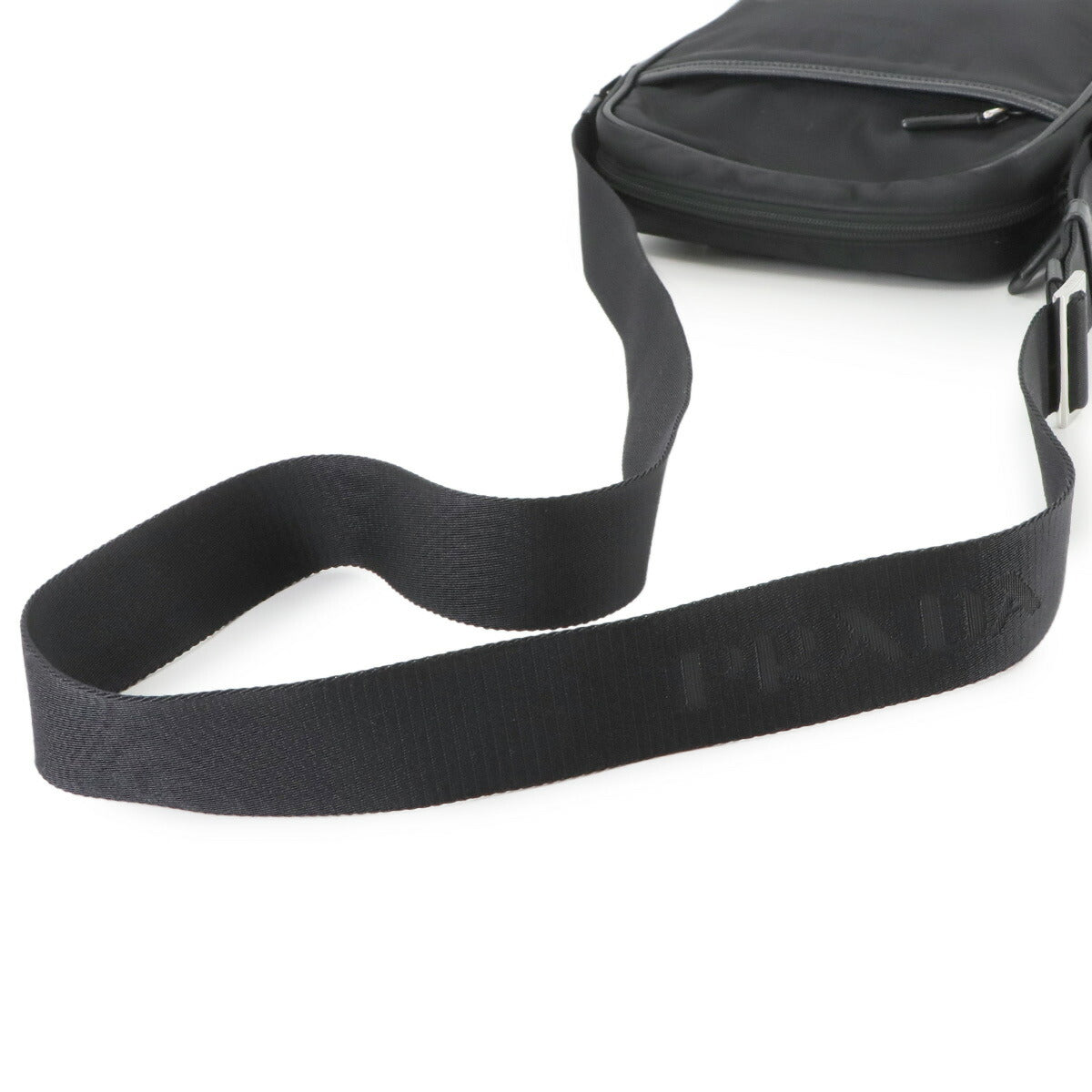 Shoulder Bag Nylon Saffiano Leather Black 2VH143 Purse