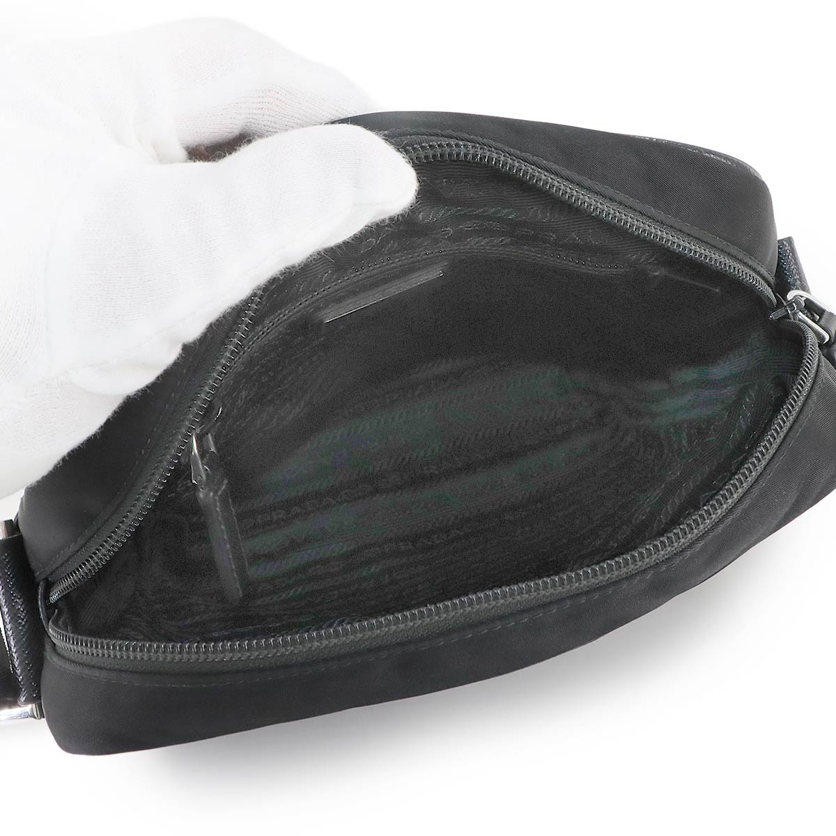 Shoulder Bag Nylon Saffiano Leather Black 2VH143 Purse