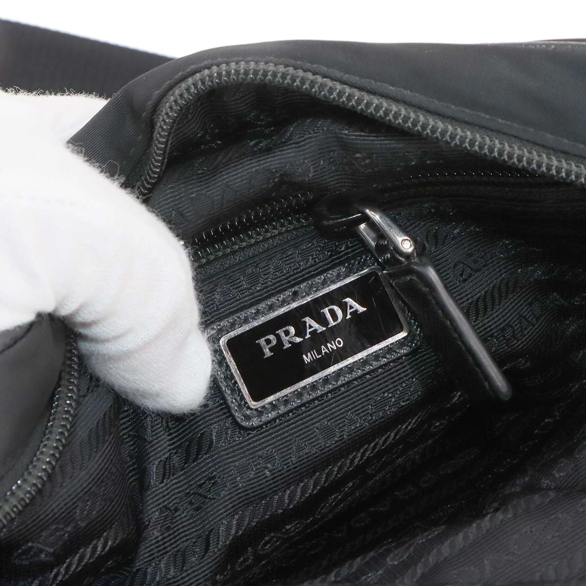 Shoulder Bag Nylon Saffiano Leather Black 2VH143 Purse