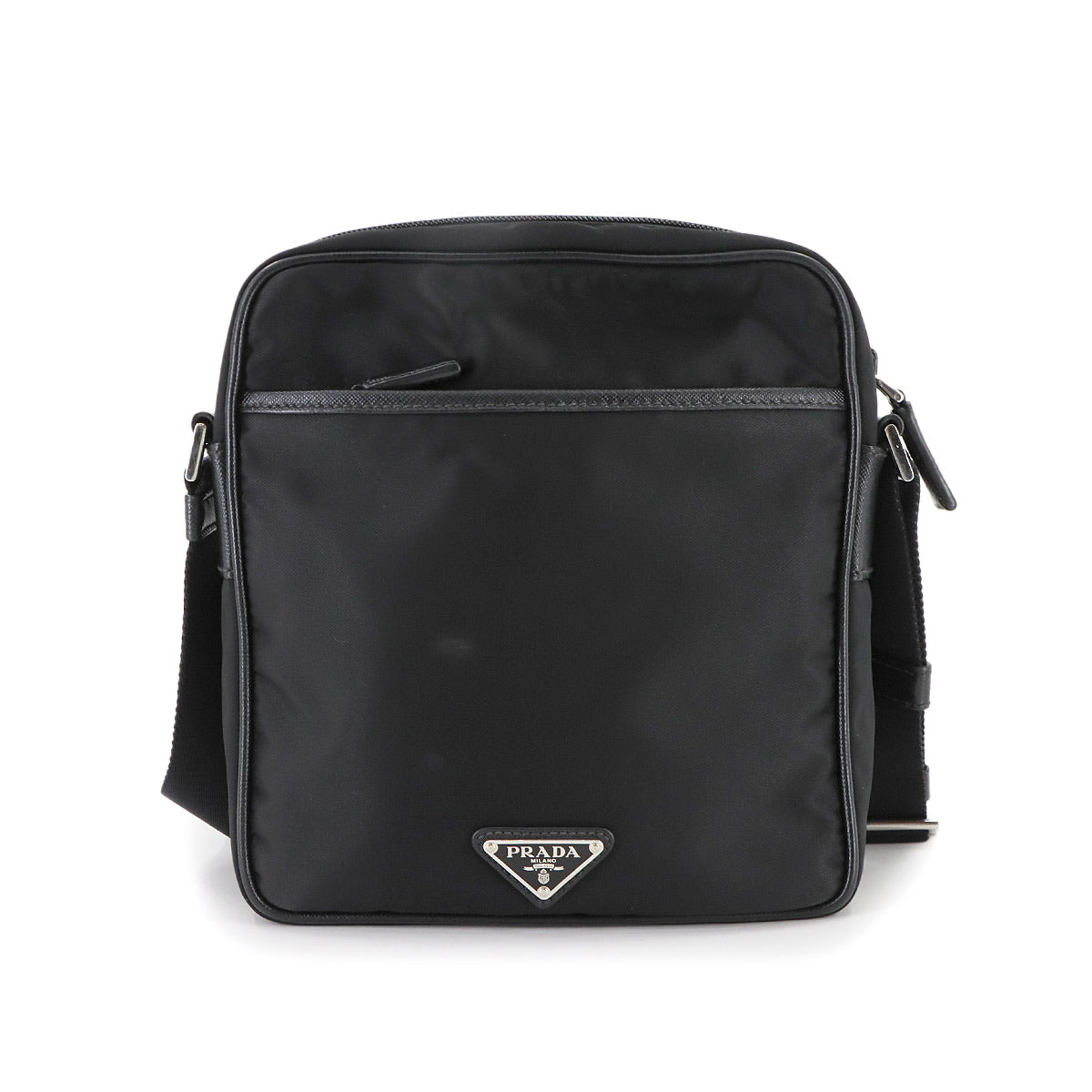 Shoulder Bag Nylon Saffiano Leather Black 2VH143 Purse