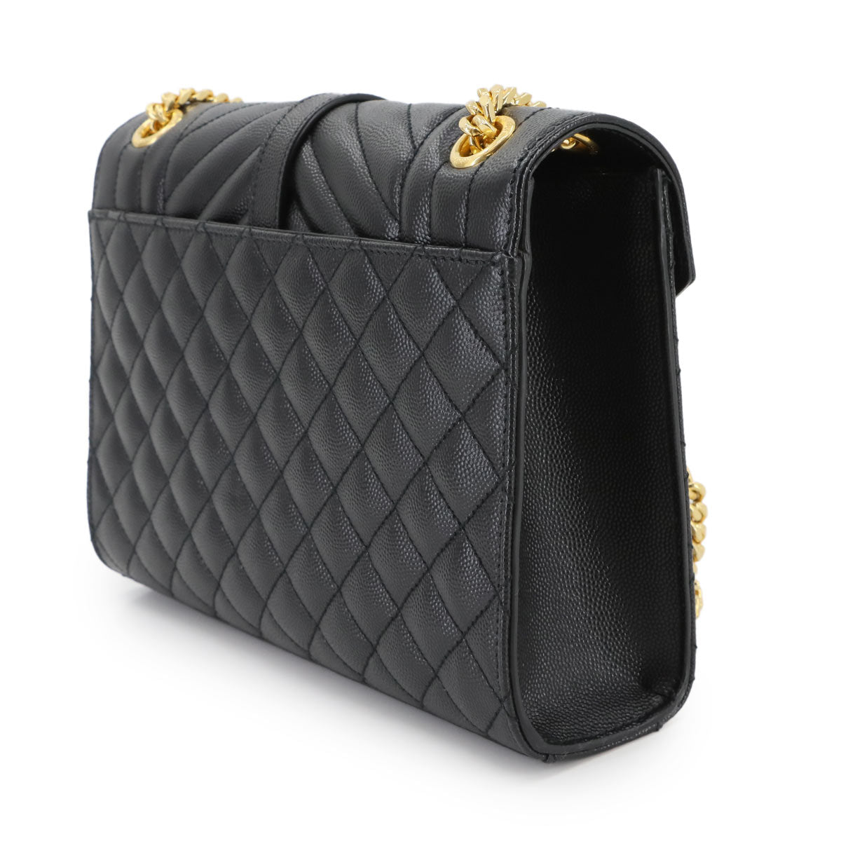 Envelope Medium Chain Shoulder Bag Leather Black 600185