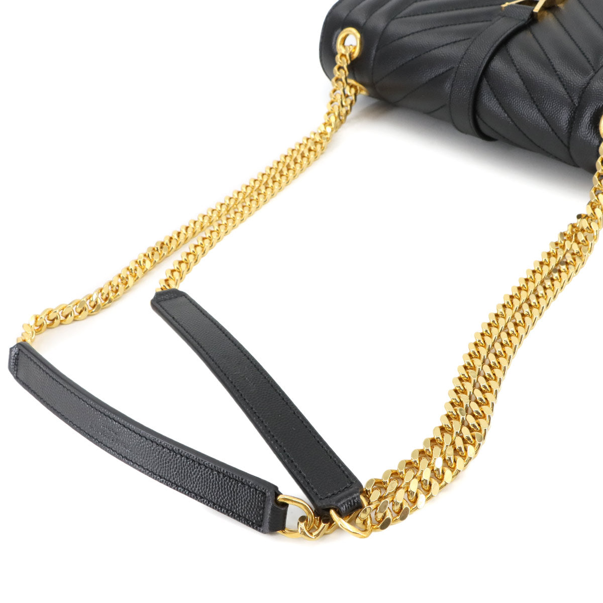 Envelope Medium Chain Shoulder Bag Leather Black 600185