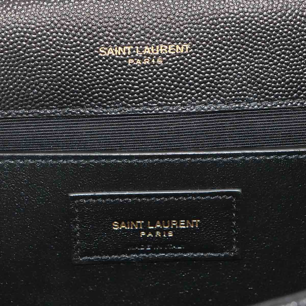 Envelope Medium Chain Shoulder Bag Leather Black 600185