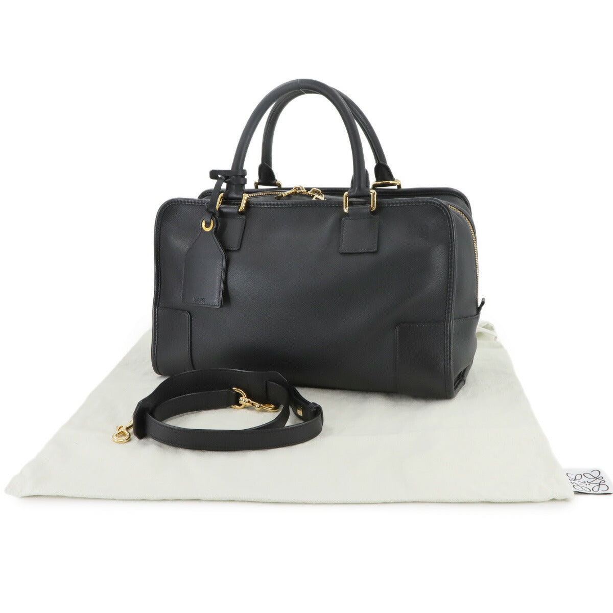 Amazona 36 Hand Shoulder Bag Leather Black Anagram Purse