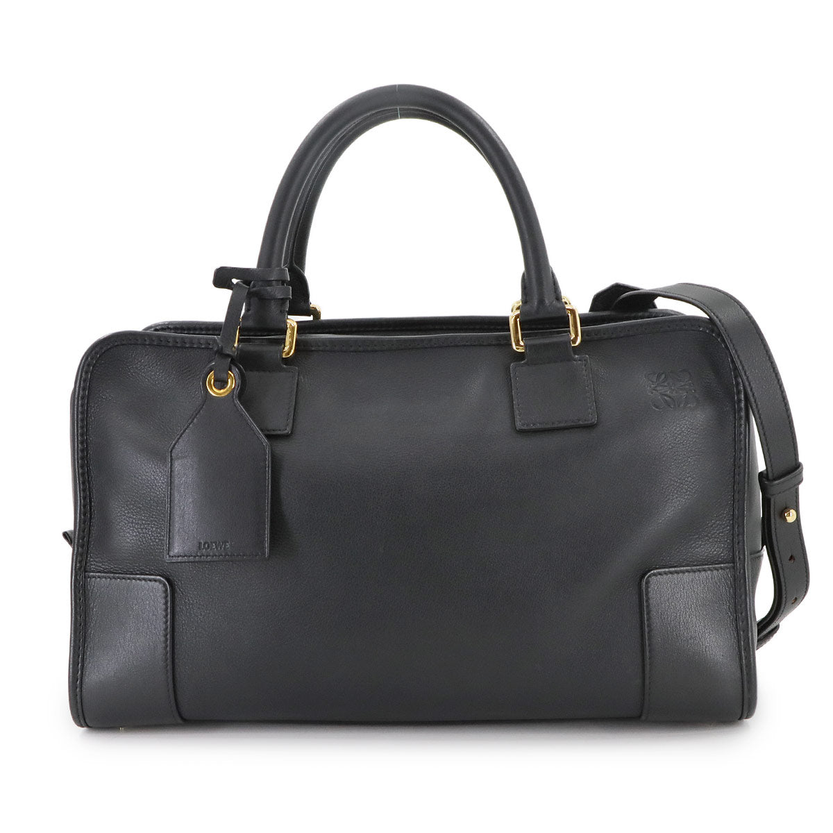 Amazona 36 Hand Shoulder Bag Leather Black Anagram Purse