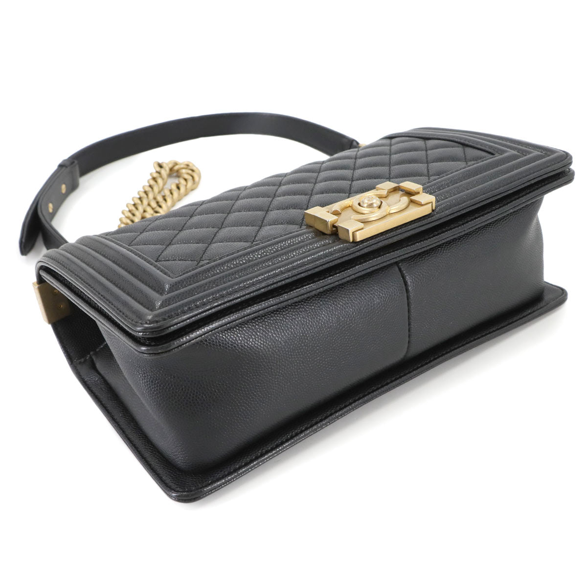 BOY CHANEL Chain Shoulder Bag Leather Black A67086 Purse