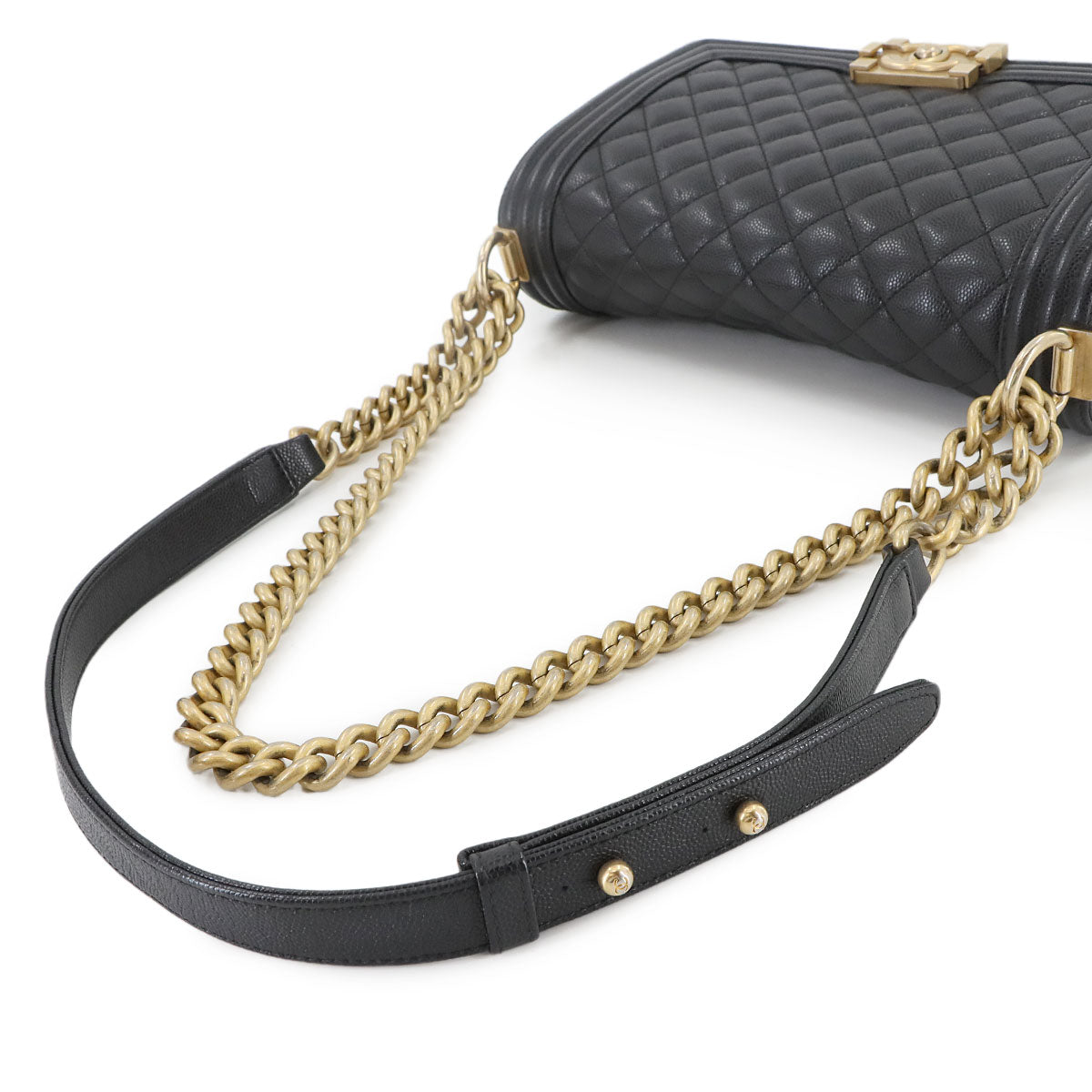 BOY CHANEL Chain Shoulder Bag Leather Black A67086 Purse
