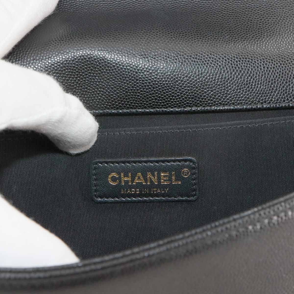 BOY CHANEL Chain Shoulder Bag Leather Black A67086 Purse