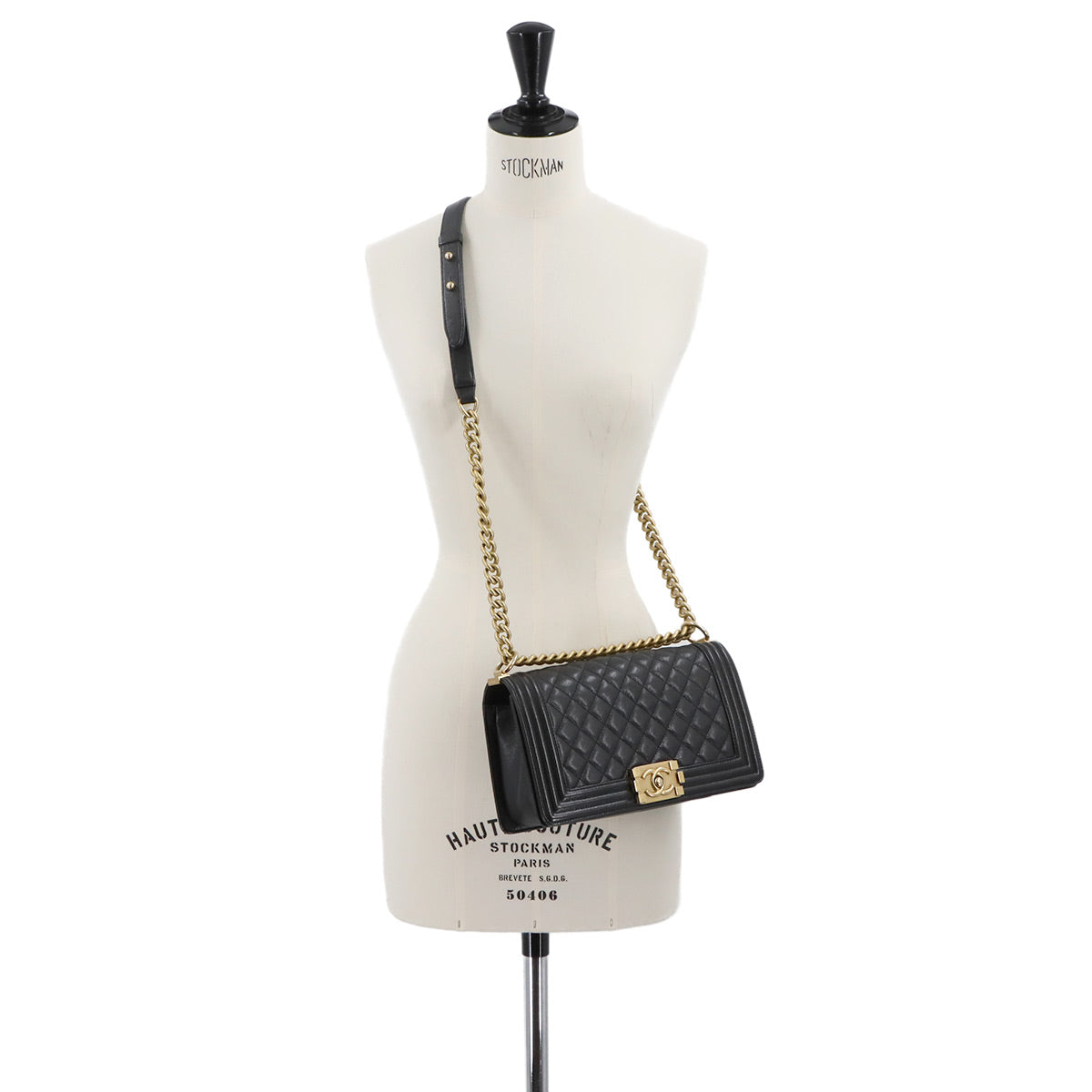 BOY CHANEL Chain Shoulder Bag Leather Black A67086 Purse