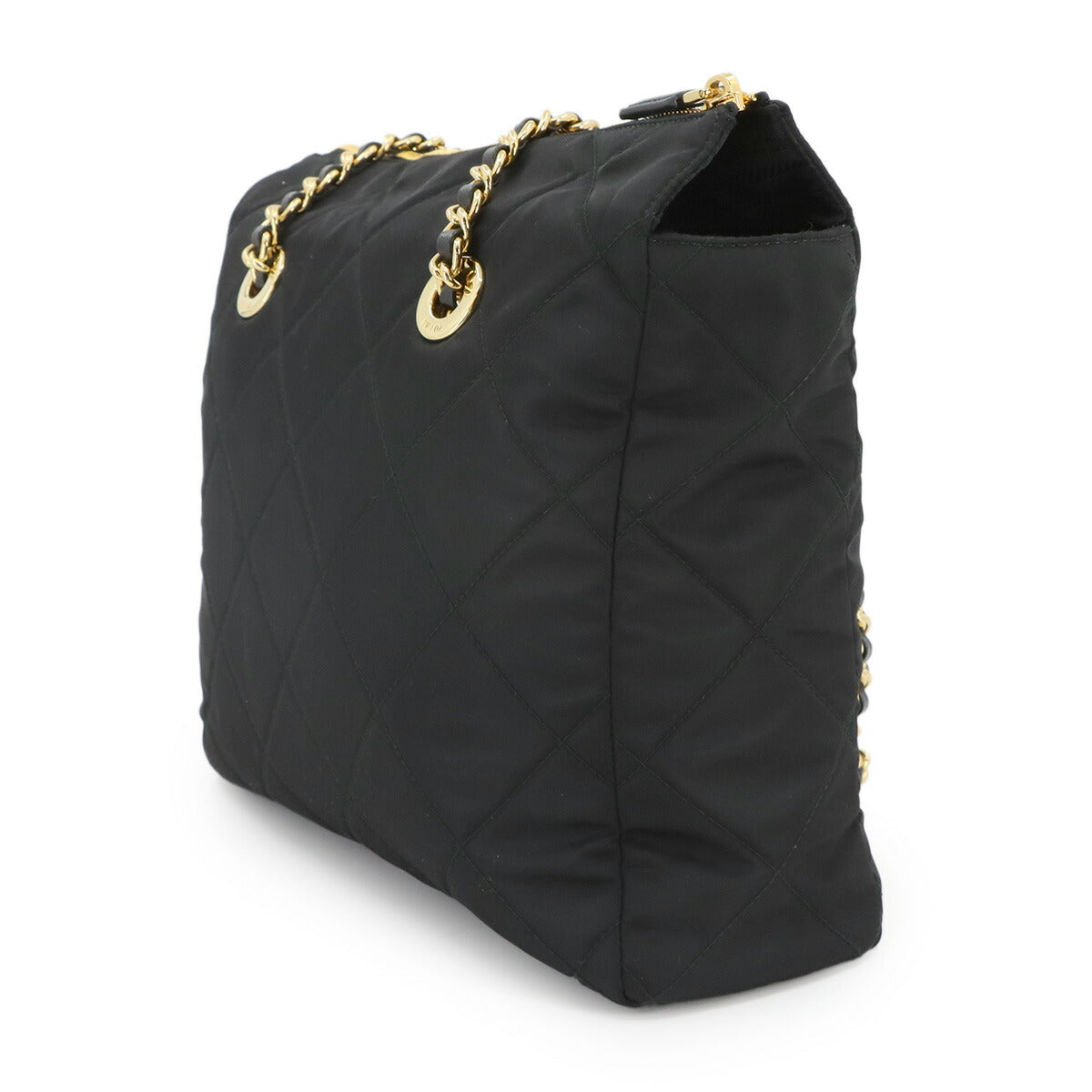 Nylon Chain Tote Bag Nylon Saffiano leather Black 1BG529 Quilted
