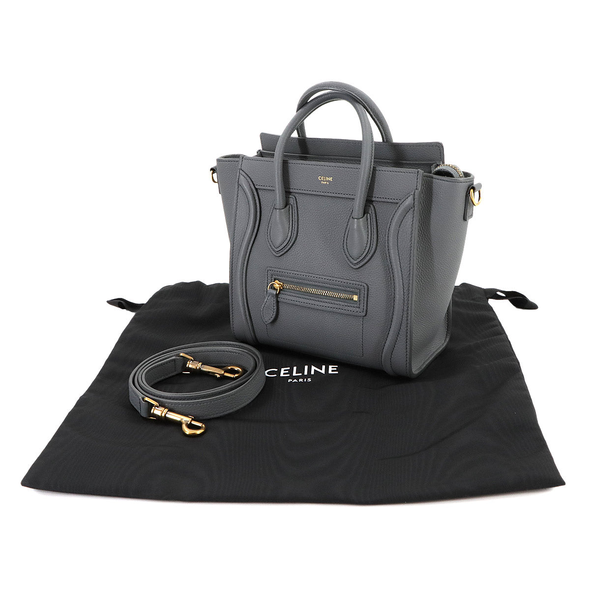 Luggage Nano Shopper 2way Hand Shoulder Bag Leather Kohl Grey