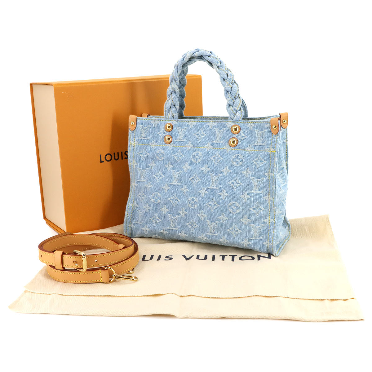 Monogram Denim Let Go Hand Shoulder Bag Sky Blue M24897