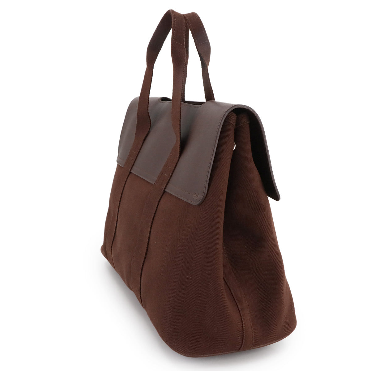 Valparaiso MM Hand Bag Toile chevrons Leather Havana Purse