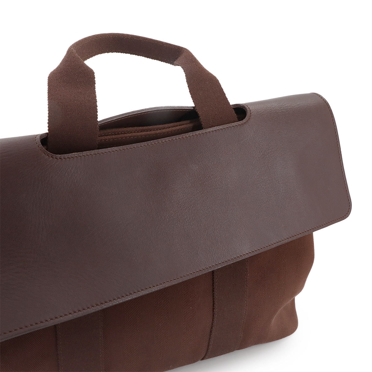 Valparaiso MM Hand Bag Toile chevrons Leather Havana Purse