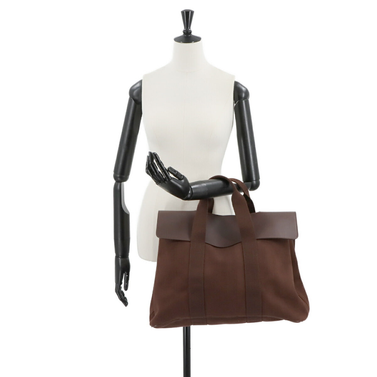 Valparaiso MM Hand Bag Toile chevrons Leather Havana Purse