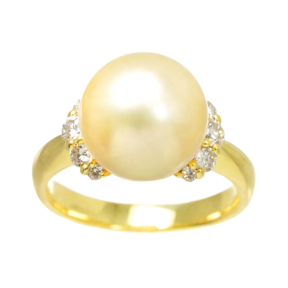 South Sea pearl 11.3mm Diamond 0.39ct Ring 18K K18 YG 750 6.25-6.5(US)