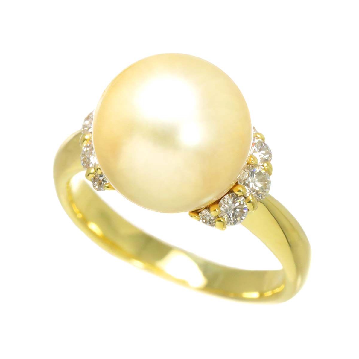 South Sea pearl 11.3mm Diamond 0.39ct Ring 18K K18 YG 750 6.25-6.5(US)