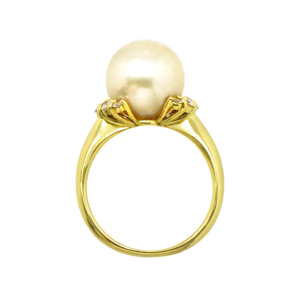 South Sea pearl 11.3mm Diamond 0.39ct Ring 18K K18 YG 750 6.25-6.5(US)