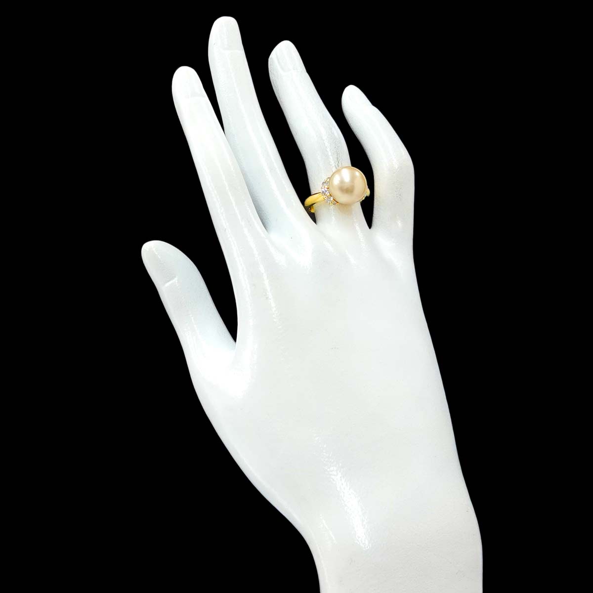 South Sea pearl 11.3mm Diamond 0.39ct Ring 18K K18 YG 750 6.25-6.5(US)