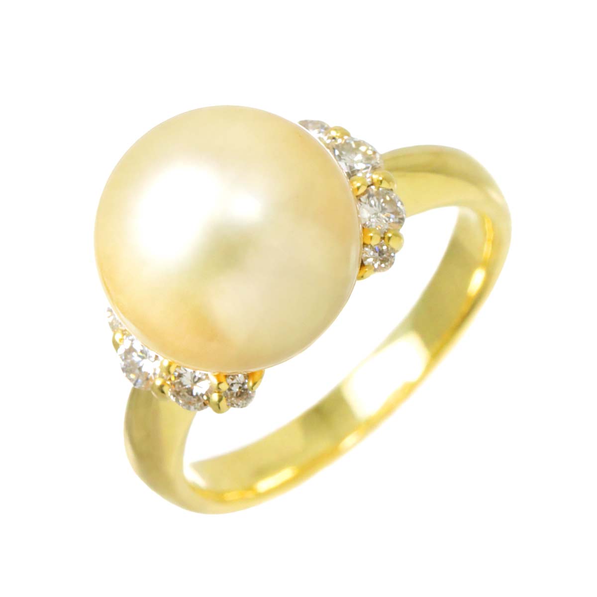 South Sea pearl 11.3mm Diamond 0.39ct Ring 18K K18 YG 750 6.25-6.5(US)