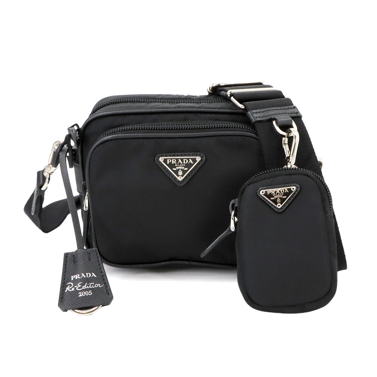 Re-Edition 2005 Shoulder Bag Nylon Leather Black 1BH153