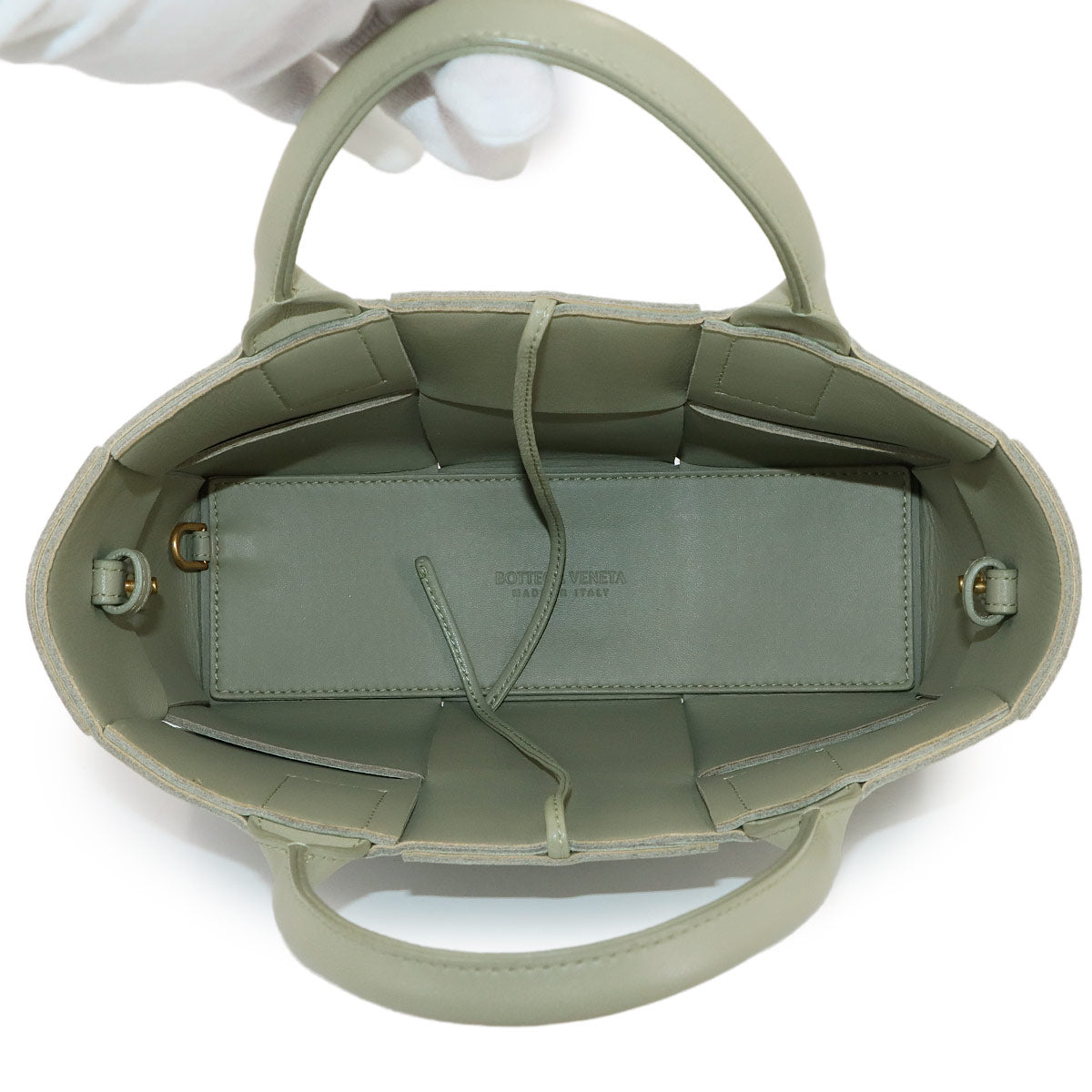 Intrecciato Mini Arco Hand Shoulder Bag Leather Green