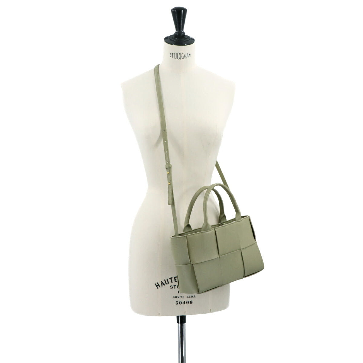 Intrecciato Mini Arco Hand Shoulder Bag Leather Green