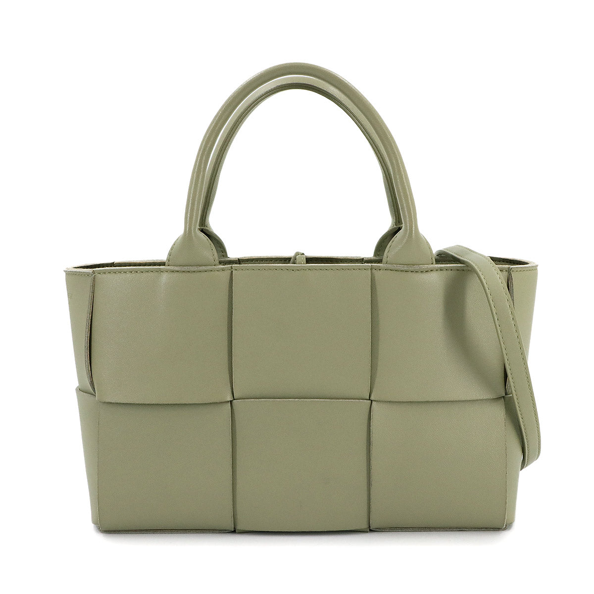 Intrecciato Mini Arco Hand Shoulder Bag Leather Green