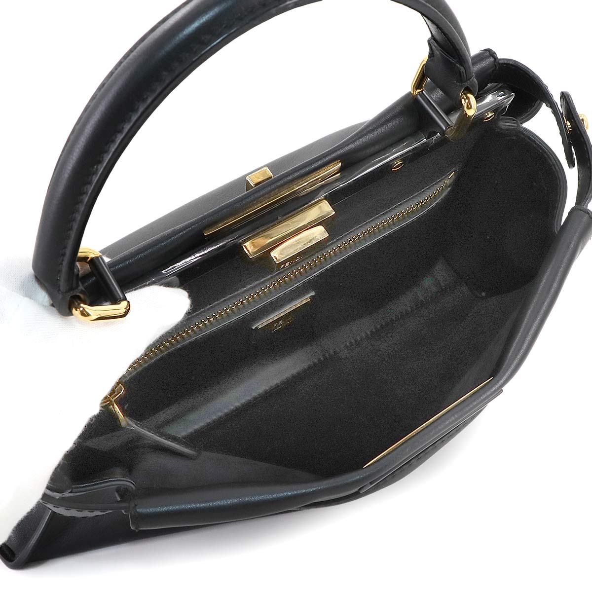 Peekaboo Regular Hand Shoulder Bag Leather Nero 8BN290