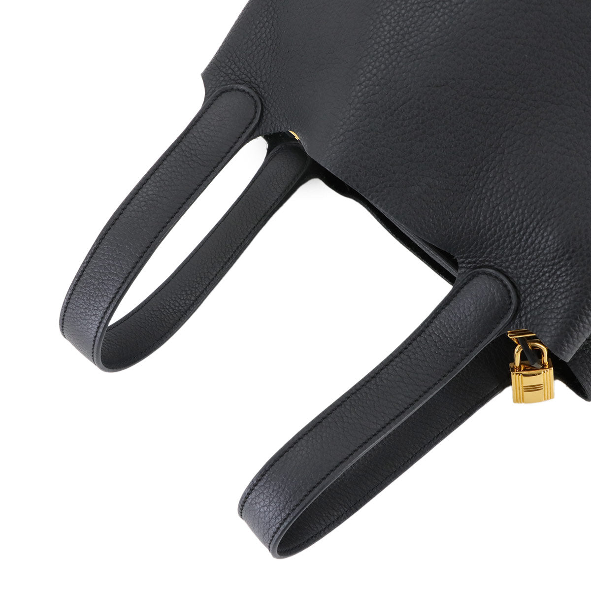 Picotin Lock MM Hand Bag Taurillon Clemence Black Purse