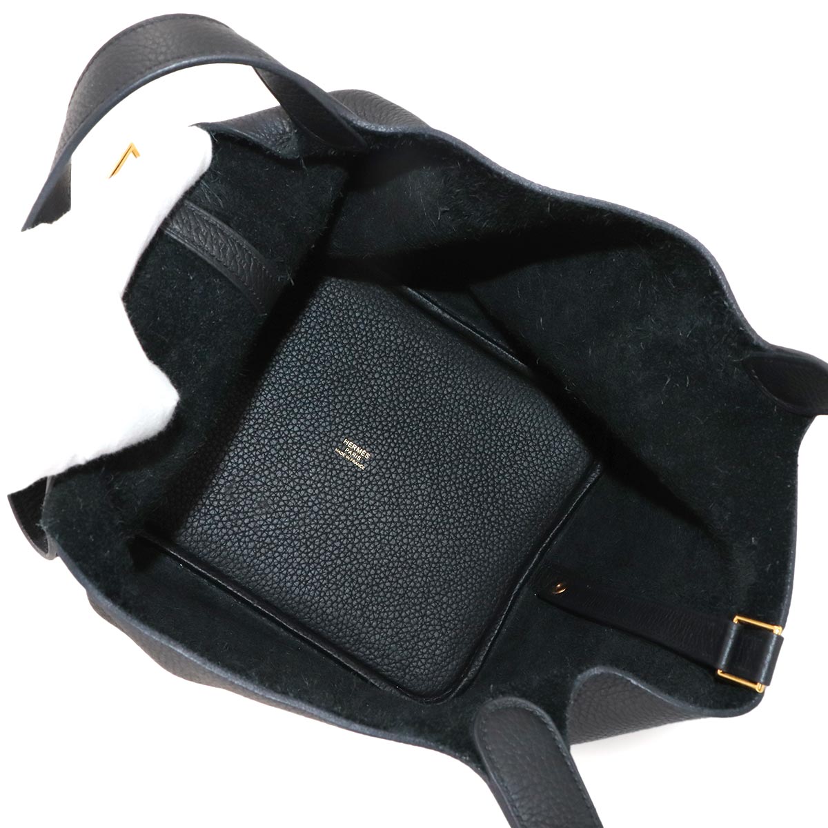 Picotin Lock MM Hand Bag Taurillon Clemence Black Purse