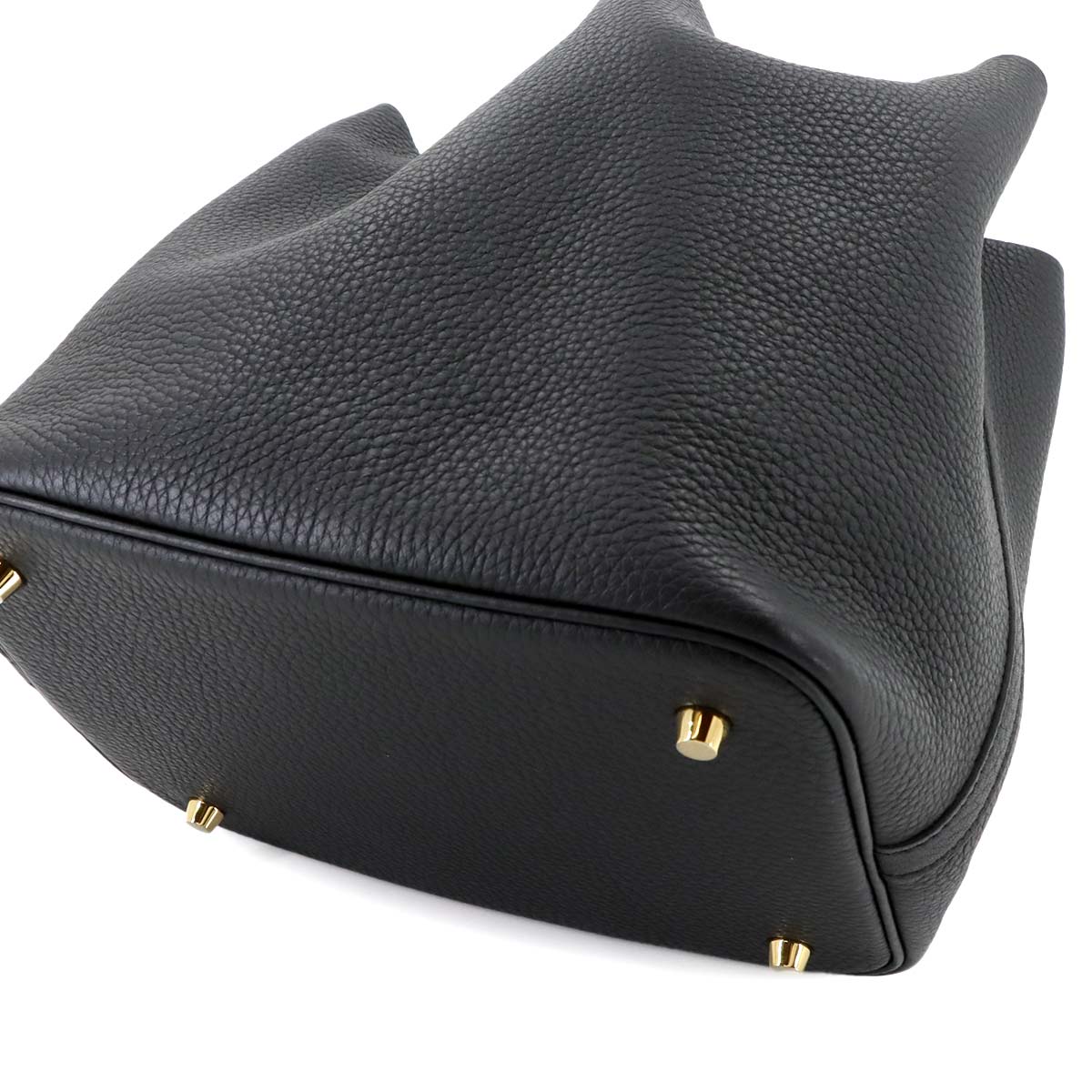 Picotin Lock MM Hand Bag Taurillon Clemence Black Purse