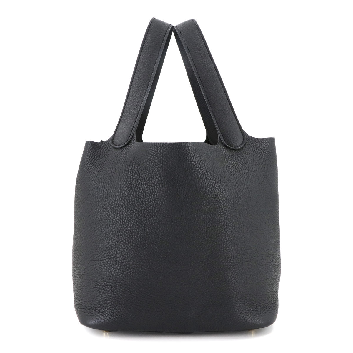 Picotin Lock MM Hand Bag Taurillon Clemence Black Purse