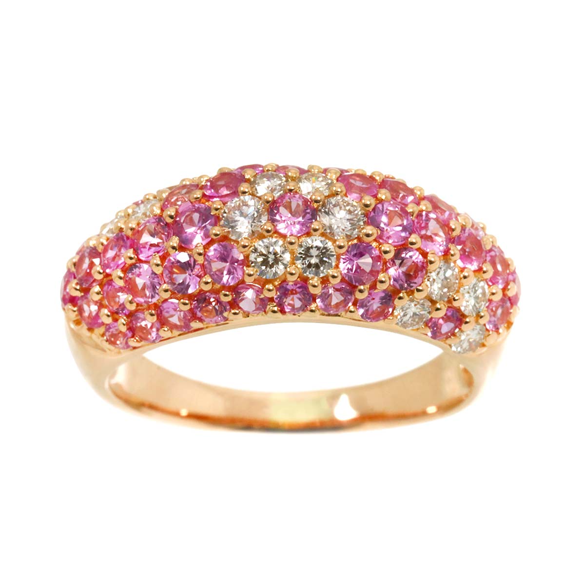 Sapphire 1.80ct Diamond 0.40ct Ring 18K Pink Gold 750 6.75(US)