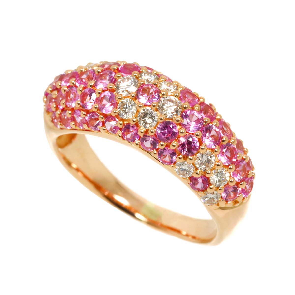Sapphire 1.80ct Diamond 0.40ct Ring 18K Pink Gold 750 6.75(US)