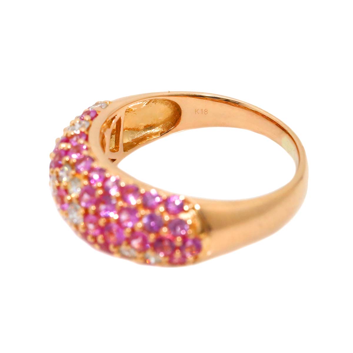 Sapphire 1.80ct Diamond 0.40ct Ring 18K Pink Gold 750 6.75(US)