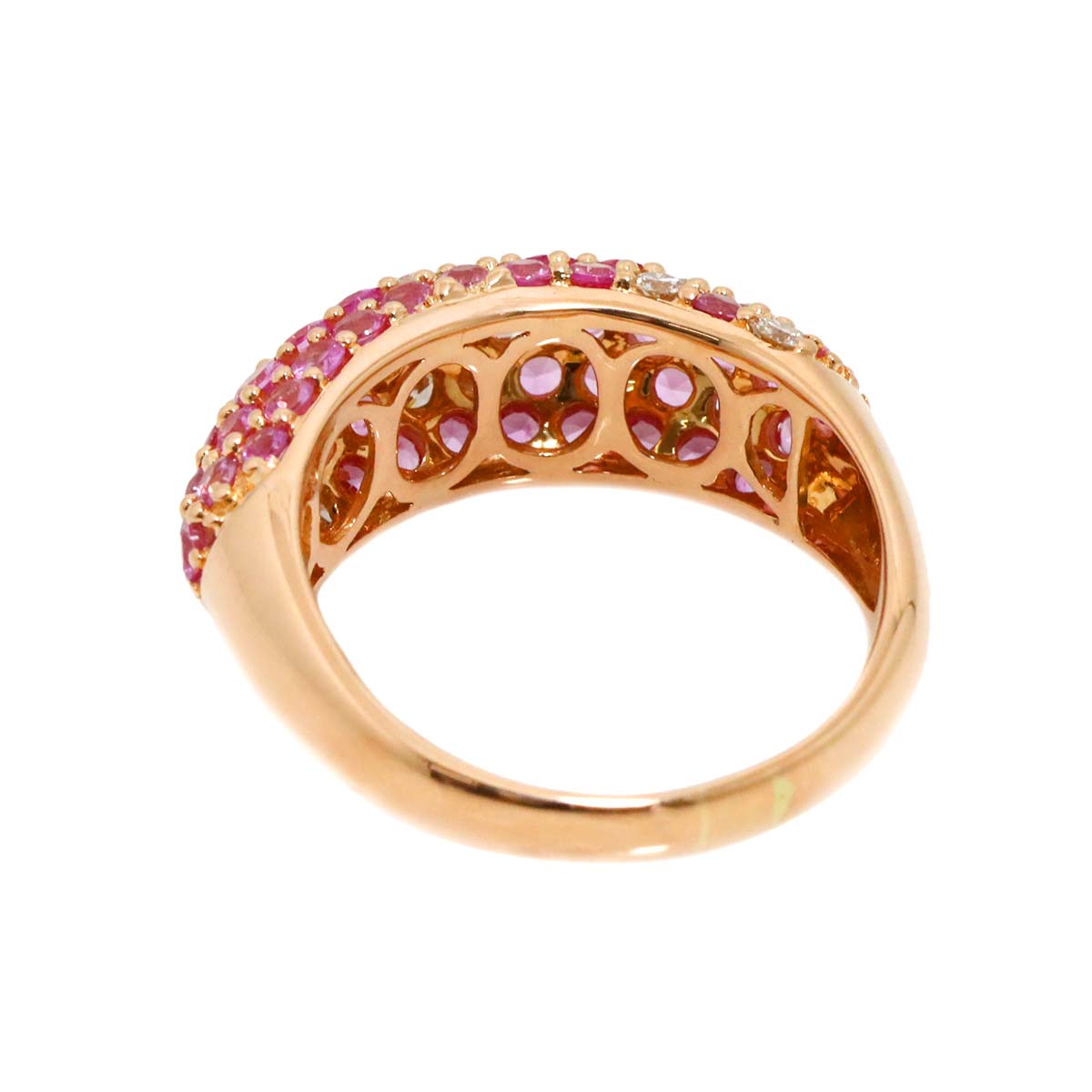 Sapphire 1.80ct Diamond 0.40ct Ring 18K Pink Gold 750 6.75(US)