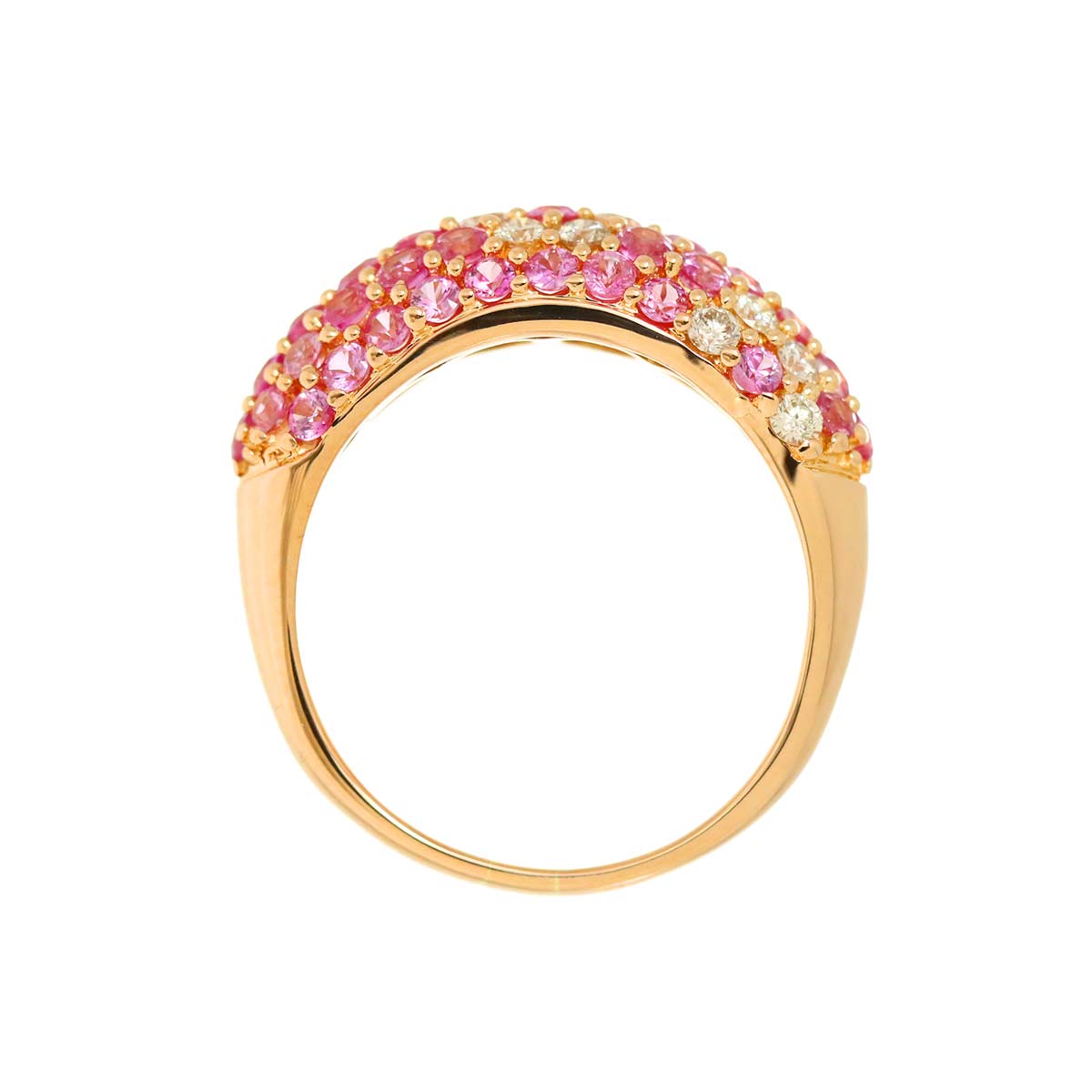Sapphire 1.80ct Diamond 0.40ct Ring 18K Pink Gold 750 6.75(US)