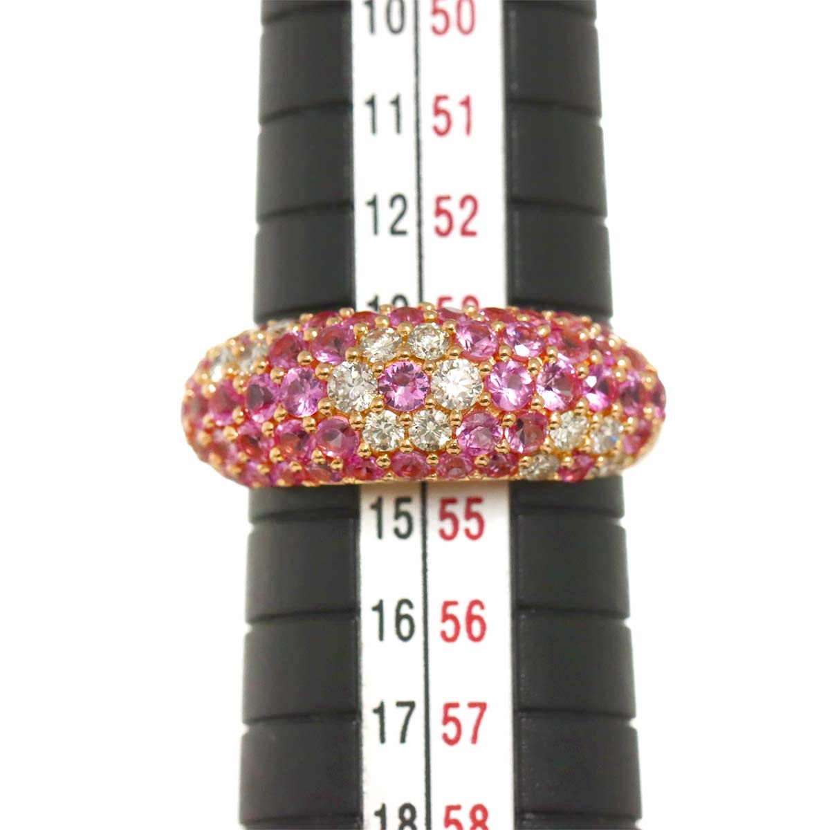 Sapphire 1.80ct Diamond 0.40ct Ring 18K Pink Gold 750 6.75(US)