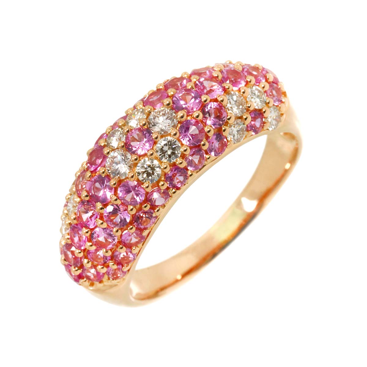 Sapphire 1.80ct Diamond 0.40ct Ring 18K Pink Gold 750 6.75(US)