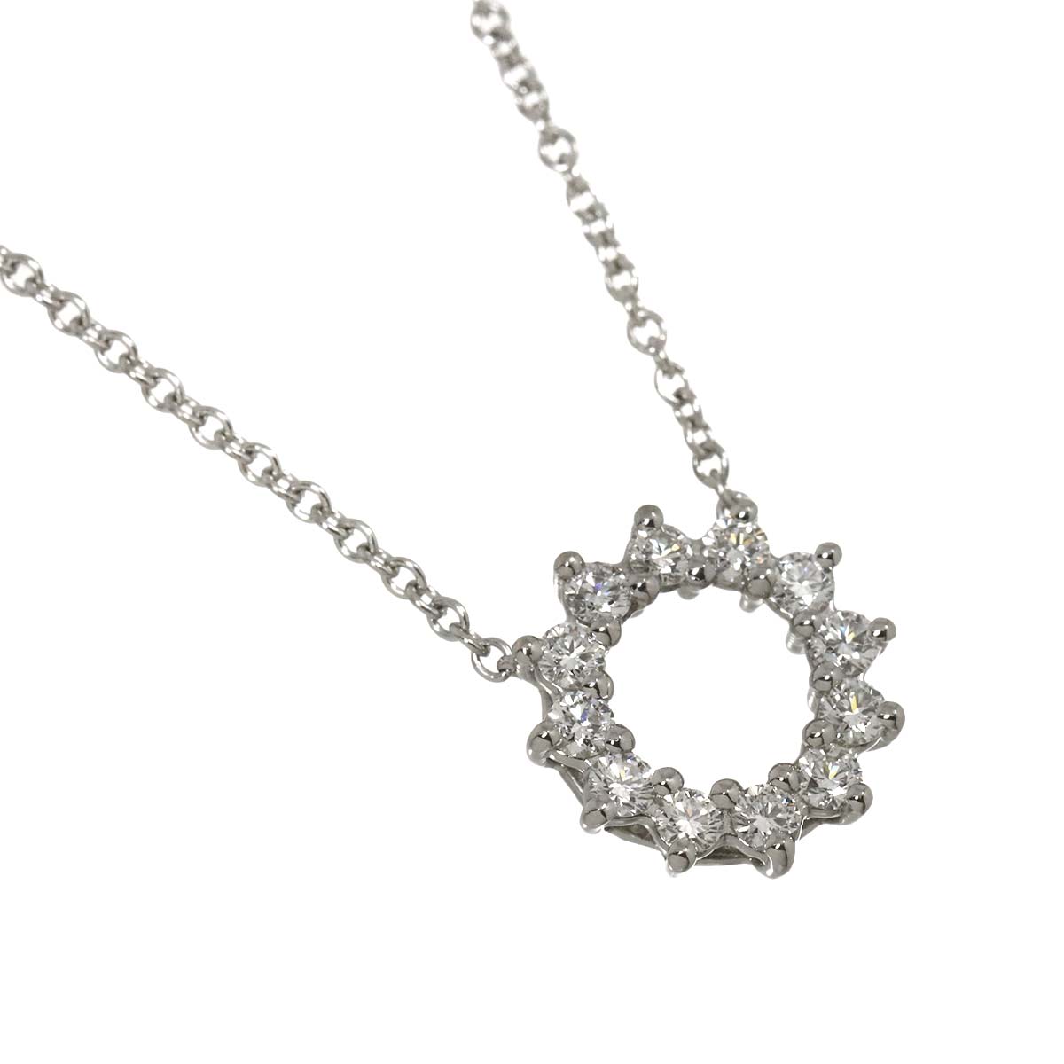 Open Circle Mini Diamond Necklace Pt Platinum