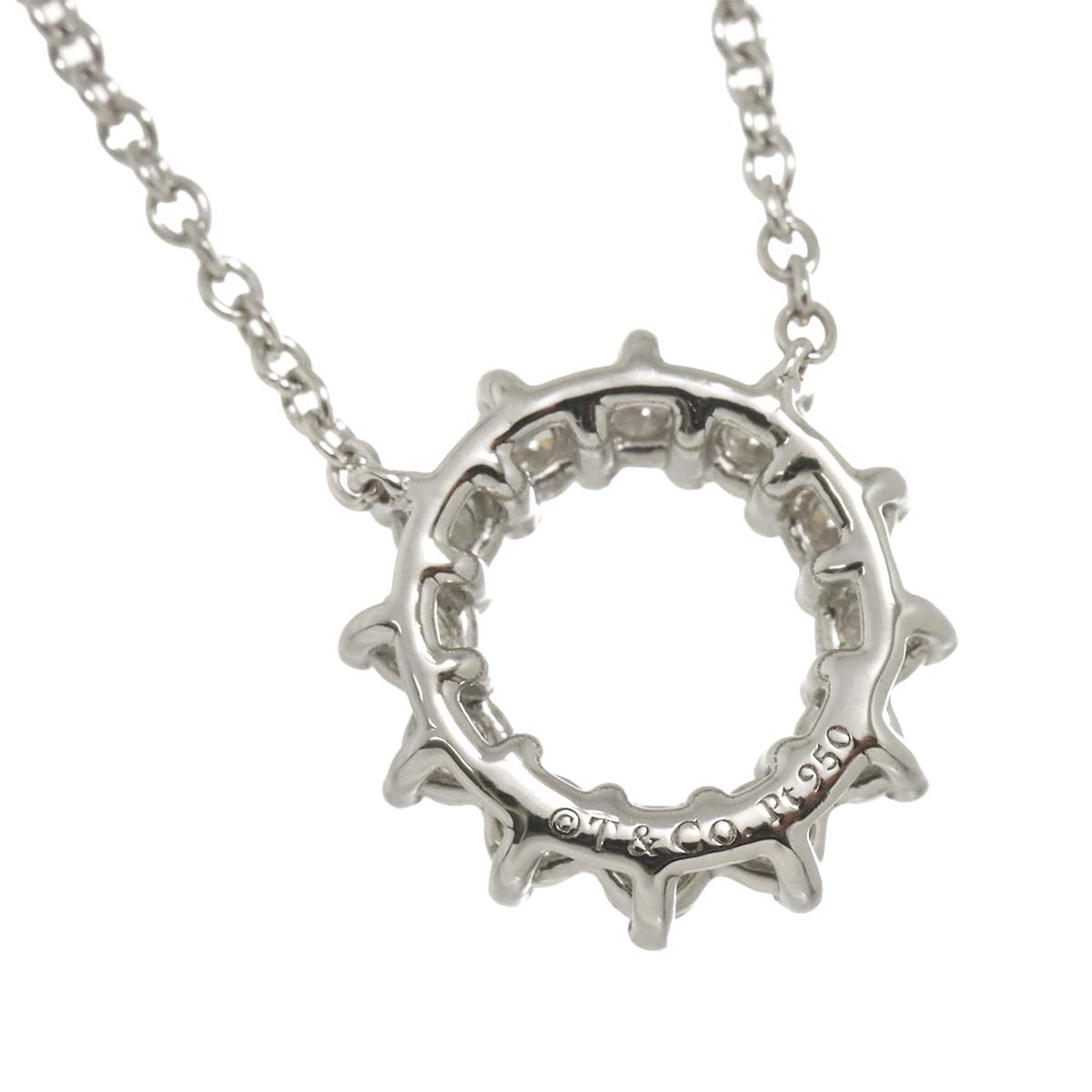 Open Circle Mini Diamond Necklace Pt Platinum