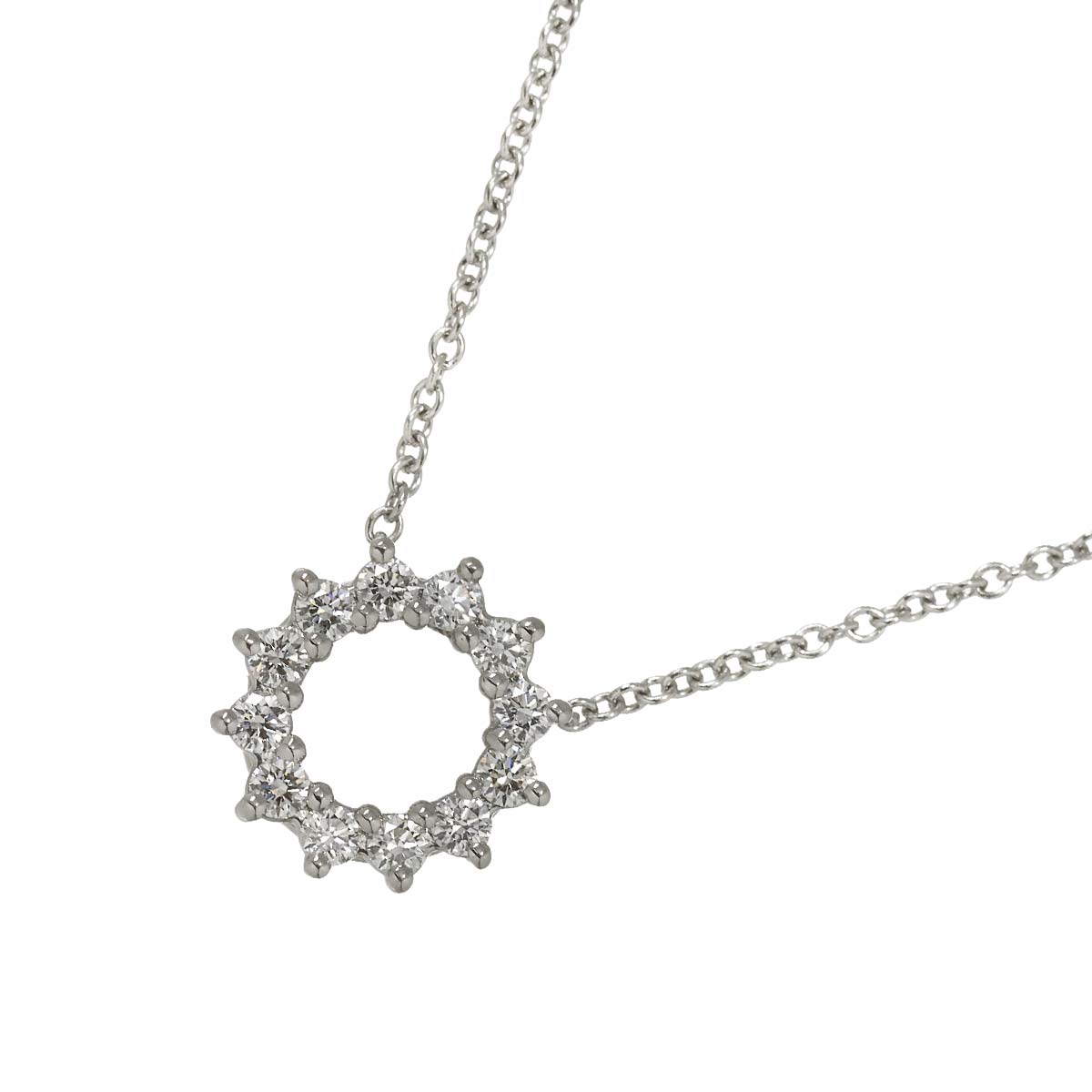 Open Circle Mini Diamond Necklace Pt Platinum