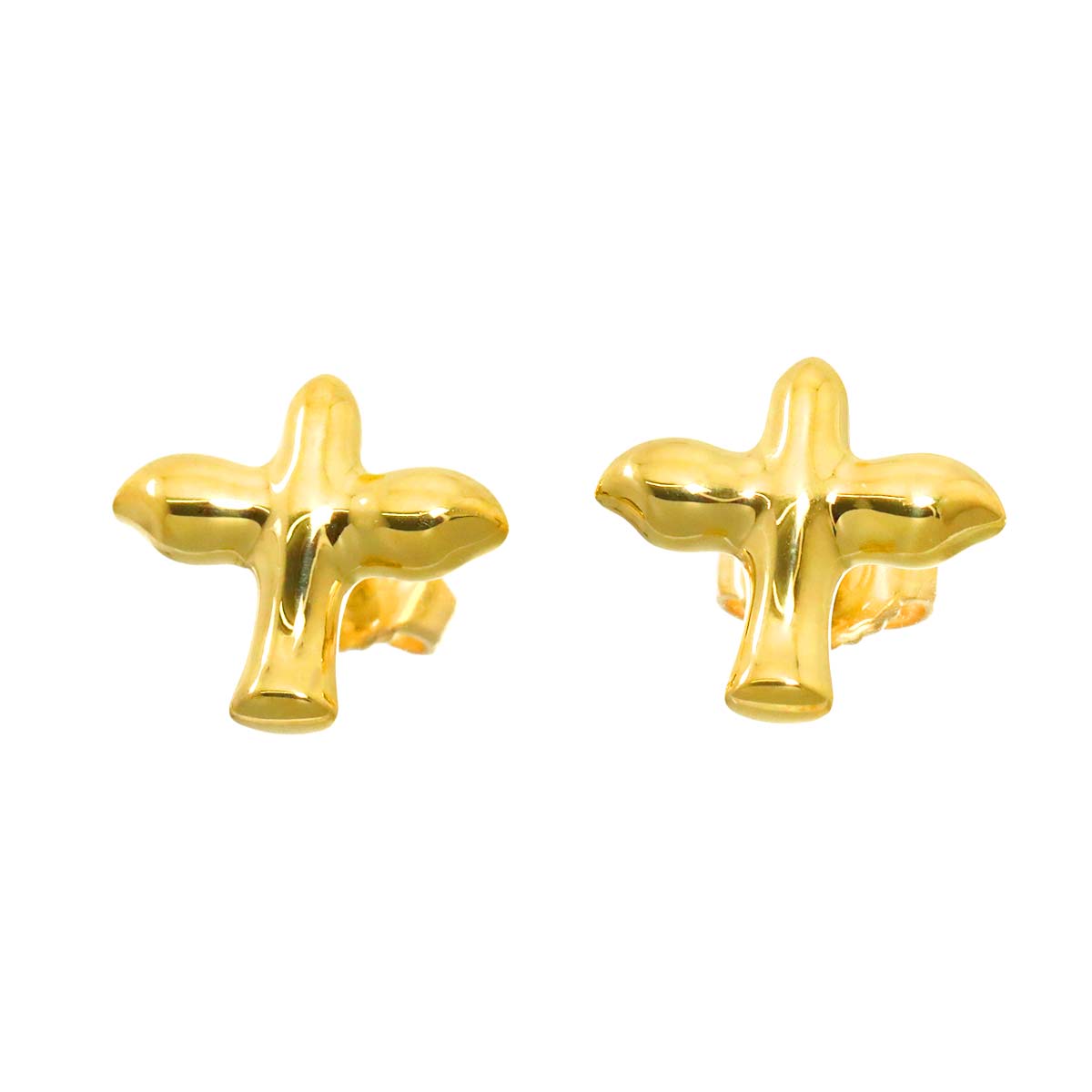 Bird cross Earrings Pierced 18K Yellow Gold 750